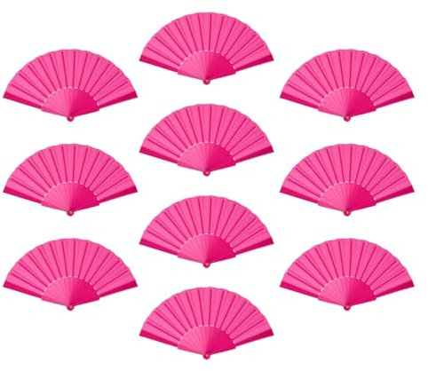 sourcing map Folding Fan Vintage Handheld Fans Plastic Folding Hand Fan Craft Folding Fan for Halloween Party Wedding Dancing Decoration Gifts 42x23cm/16.54x9.06,Pack of 10 (Rose Red)