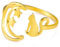 TEAMER Edelstahl niedlich Katze Ringe Mondsichel Stern Katze Ring Resizable Vollmond Katzen Ring Katzenliebhaber Schmuck für Frauen (Mondsichel-Sternkatze - Gold)