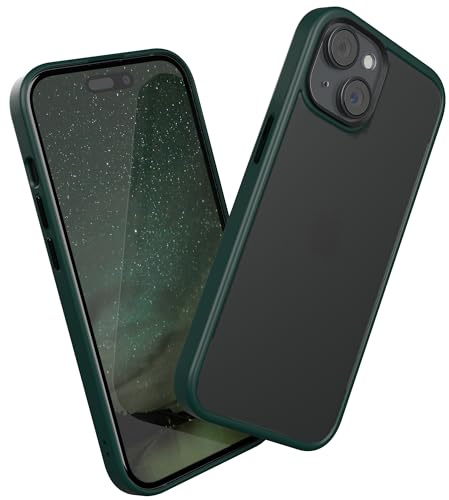 EAZY CASE - Hybrid Outdoor Case kompatibel mit iPhone 15 Handyhülle für iPhone 15 Hülle als Fallschutz schlanke Schutzhülle stoßfestes Cover in Matt Transparent/Nacht Grün