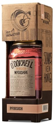 O’Donnell Pfirsich Likör Moonshine Kombiset (700ml + Ausgießer) Frischer Pfirsichlikör mit echtem Fruchtsaft & Zitrus Noten - Peach Sommer Drink als Cocktail oder Pur (20% vol) - Berlin Made