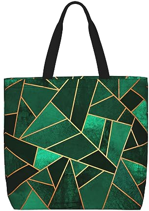 OdDdot Hobo-Tasche mit Holzmaserung, Crossbody-Tasche für Damen, große Kapazität, Mama-Tasche, Schultertasche, Schwarz und Gold, geometrisch, Einheitsgröße