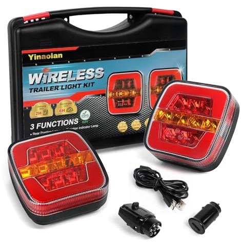 Yinaolan Kabelloses Beleuchtungs LED Set, magnetische Anhänger Rücklichter kabellos 12/24V LKW-Heck, ECE-EMV-geprüft für Anhänger, LKW, Wohnwagen oder LKW