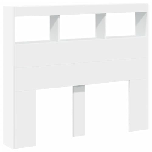 vidaXL LED-Kopfteil mit Ablagen Weiß 120x17x102 cm