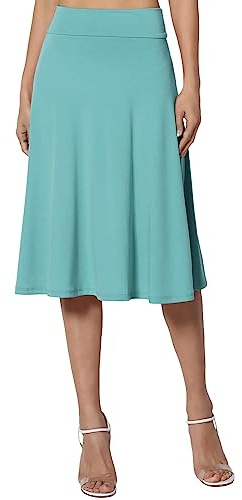 Knielanger Rock Damen Sommer Einfacher Komfort-Basic-Stretch-Rock in A-Linie mit ausgestelltem Knie für Damen Wollrock Kurz