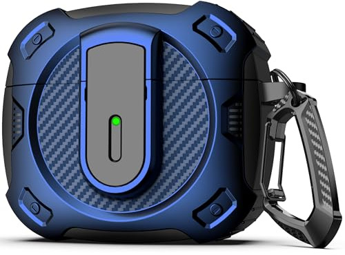 RFUNGUANGO Compatible with AirPods 3 Case with Cleaner Kit, 2024 New Space-themed Military Hard Shell Protective Armor with Lock Compatible with AirPod Gen 3 Charging Case 2021,Cosmos-Blue