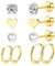 Titan Ohrringe Damen Set - 5 Paar Hypoallergene Ohrstecker Aus Titanlegierung, Kleine Creolen, Herzförmige Perlenohrringe, Schlafohrring Set, Gold