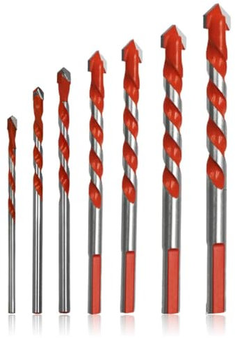 Punte trapano, punte trapano muro, 7 Pezzi Punte trapanopunte Trapano Muro, per Cemento, Set Punte Trapano Professionali,Applica a Muro Mattoni, Piastrelle, Legno, Metallo, Plastica