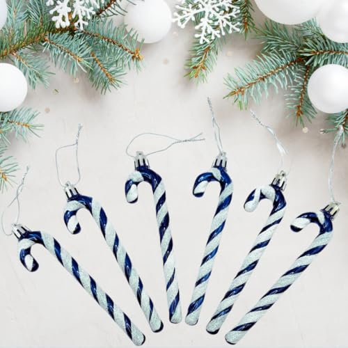 UKDD® NAVY COLLECTION CHRISTMAS DROPLET BAUBLES TREE DECORATIONS GLITTER MATT ICICLES (Pack of 6 Candy Baubles)