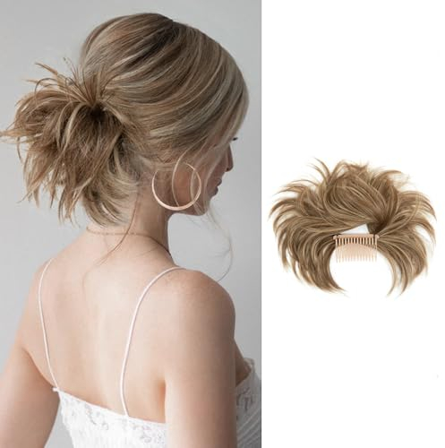 HSAJS Chignon Capelli Con Pinza Corto Coda di Cavallo Con Pettini Clip Updo Finta Clip Coda Cavallo Posticci Disordinati Crea Bellezza Disordinata