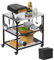 Outdoor Grill Cart,Pizza Oven Table with 4 Wheels,Three-Shelf Movable Dining Cart Table,BBQ Food Prep Work Table,Stainless Steel Flattop Grill Stand for Kitchen Backyard, with Waterproof Cover