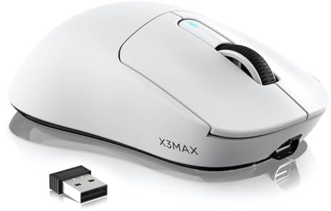 VGN GAMEPOWER x ATTACK SHARK X3MAX PAW3950 Wireless Gaming Mouse SUPERLIGHT, 42000 DPI Adjustable, 49g Ultralight Mice, 2.4G/Wired/BT5.2, G502, Optical Switch, 200 Hrs Battery, for Win/Mac, White
