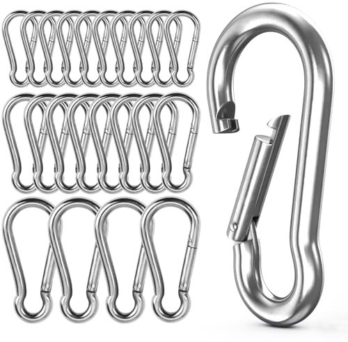 HavaCue 22 PCS Carabiner in 3 Sizes (40/50/60mm) Heavy Duty Clips for Hiking, Camping, Fishing, Keychain, Dog Leash (Not for Climbing)