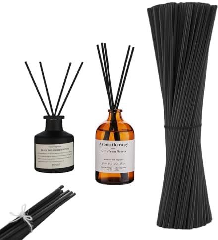 Hugwish 70pcs Long Reed Diffusers 40cm x 4.0mm, Large Black Reed Diffuser For Scented Oil, Fragrance Sticks For Home, Office
