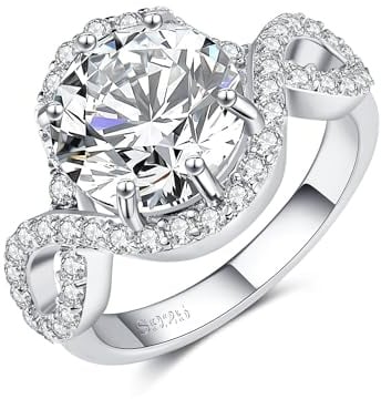 DAYLINLOVE Moissanite Verlobungsring 4CT D Farbe VVS1 Versprechen Ringe 925 Sterling Silber runden Schnitt Hochzeit Band Jahrestag Ring für Frauen (7)