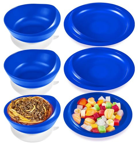 AQUASHIELDING Spill Proof Scoop Plate, Dish for Disabled, Elderly Adults, and Handicapped Gadgets from Parkinsons, Blind People, Dementia, Stroke or Tremors(3 set)