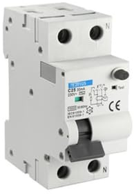 Interruttore differenziale magnetico 1P+N 40A 30mA 6KA, protegge circuiti elettrici e previene scosse elettriche.