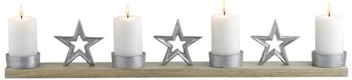 Marrakesch Boho Deko Adventskranz aus Metall & Holz 50cm | Kerzenständer Calistro für 4 Kerzen als Weihnachtsdeko innen | Moderne Deko Kerzenhalter Teelichthalter ideal Aesthetic Herbstdeko
