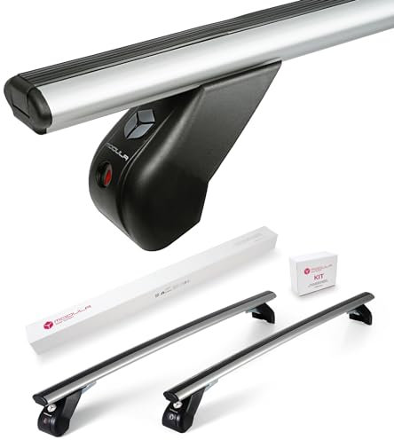 MODULA Aluminium-Dachträger kompatibel mit Dacia Sandero 2 Serie 2013-2019, mit Dach mit Fixpunkten, Länge 110 cm, Abschließbar, Nutzlast 75 kg, Silber