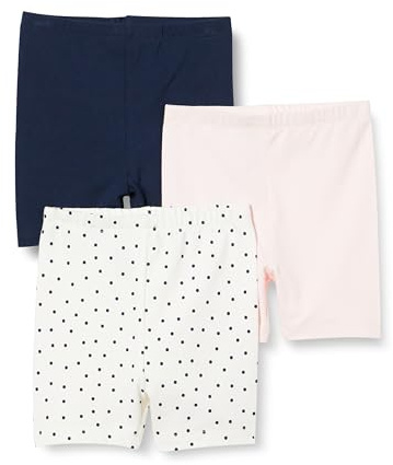 Amazon Essentials Pantalones Cortos de Ciclismo de Punto Elástico de Algodón Bebé-Niñas, Paquete de 3