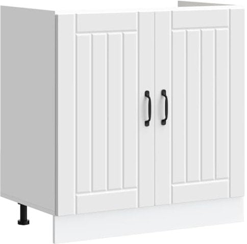 vidaXL Spülenunterschrank Lucca Weiß Holzwerkstoff, Küchenunterschrank, Schrank Küche, Lagerschrank, Unterschrank für Küche, Küchenzeile