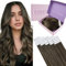 Fshine Hidden Hair Extension Tape Balayage Tape in Extensions Human Hair Brunette to Chestnut Brown and Dark Brown Hair Extensions Invisible Remy Hair Extensions for Women 16 Inch 20pcs 50g