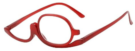 RGEVGER Makeup Glasses for Women, Single Lens Eye Makeup Glasses with Rotating Design, Folding Reading Glassess for Presbyopia and Hyperopia, Stylish and Practical for Everyday Use (Red, 2.00)