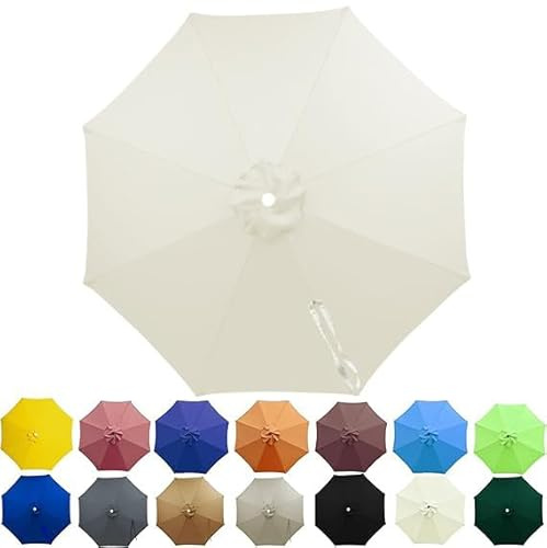 SANTUO Sonnenschirm Ersatzbezug 2.5m/2.7m/3m/3.5m/4m 6/8 Streben, UV-Schutz Ampelschirm Bezug, Wasserdicht Schirmbezug Sonnenschirm Ersatzteile für Balkon, Garten, Pool und Strand