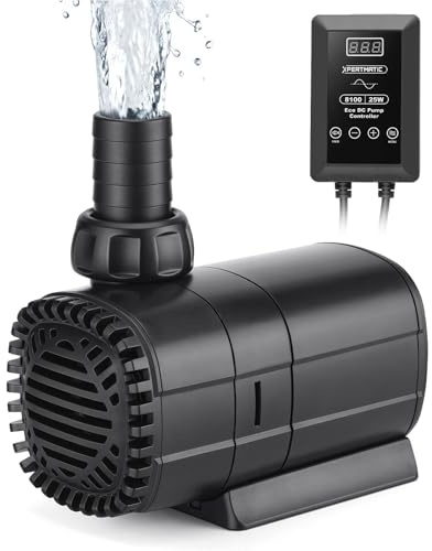 XPERTMATIC 25W DC Aquarium Pump, 925 GPH Variable Speed Fish Tank Pump, 11.5 ft Max Head, Ultra Quiet <25dB, 20-Level Adjustable Flow with 3 Modes, Submersible & Dry-Run Protection