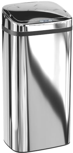 HOMCOM 40L Poubelle à ouverture et fermeture automatiques, Argenté | Poubelle à capteur intelligent, acier inoxydable, 33x25x70 cm