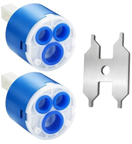 Wasserhahn Kartusche, Kartusche Wasserhahn 2er Set Mit Einem Schraubenschlüssel, Keramik-Kartusche 35 Mm 90 Grad, Für Küchenarmaturen Und DIY-Reparaturen, Kartusche Für Blanco Und Dornbracht Armaturen