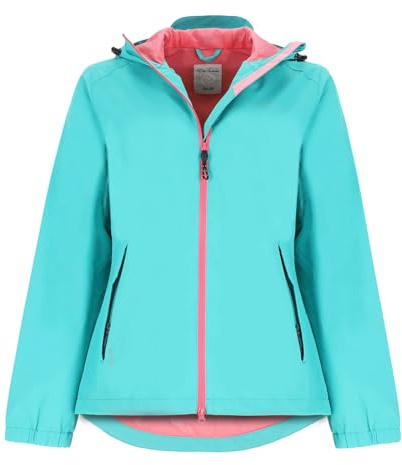 Dry Fashion Damen Funktionsjacke Spiekeroog - Fahrradjacke Navy, Größe 36 | Wind- & wasserdicht, Verschweißte Nähte, Wasserdichter 2-Wege-Reißverschluss, Kapuze verstellbar mit Vorderschirm, Einrollbar
