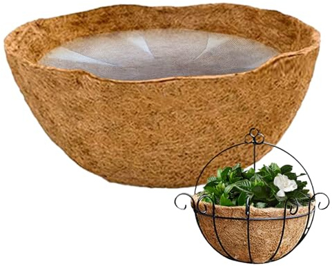 Beiykhera 2 Stück Kokosfaser Einlagen Für Hängekörbe Kokosfasermatte Für Hängende Pflanzenkörbe Garten Kokoseinsätze Für Blumenampeln Runde Pflanzeinlage Kokos Für Zuhause, Balkon, Blumentopf