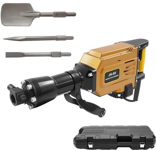1700W Electric Demolition Jack Hammer Concrete Breaker, Heavy Duty Tree Digger with 3 Chisels 360° Handle & Carry Case for Garden Farm Trenching Demolition