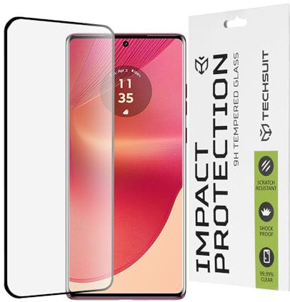 Techsuit Displayschutzfolie für Motorola Edge 50 Fusion Gehärtetes Glas mit 9H Härte, Vollständige Abdeckung, 3D Gebogene Kante, Stoßschutz, Anti Fingerabdruck, Blasenfrei, 111D Full Glue