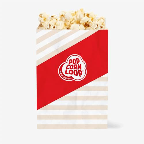 Popcornloop 50 er Popcorntüten Popcorn Box Tüten Candy Bar Tüte Hochzeit Papier Süßigkeiten Boxen für Party Papier Behälter Rot Weiß Gestreift Snackbox Geschenk Kinder (Rot 50 Stück)