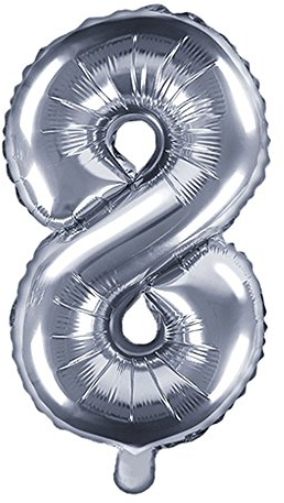 DekoHaus Folienballons Buchstaben/Zahlen Höhe 35 cm Farben: Gold oder Silber (8, Silber)