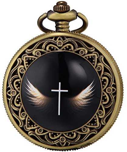 SEWOR Bronze Emaille Craft Muster Japan Quarz-Uhrwerk Taschenuhr mit doppelter Kette (Metall & Leder)