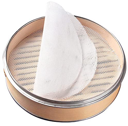 GUCUJI 4Pcs 8 inch Non Stick Silicone Steamer Liners Mesh Mat Pad Steamed Buns Dumplings Baking Pastry Dim Sum Mesh