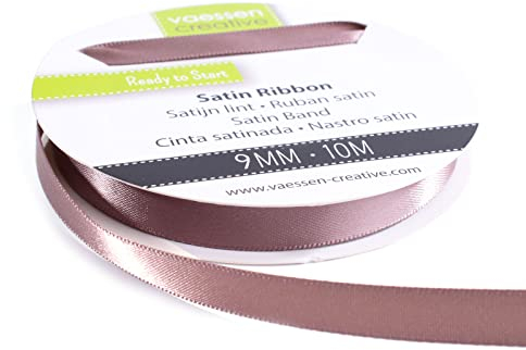 Vaessen Creative 301002-2023 Satinband Milchschokolade Braun, 9 mm x 10 Meter, Schleifenband, Dekoband, Geschenkband und Stoffband für Hochzeit, Taufe und Geburtstagsgeschenke, 9MM