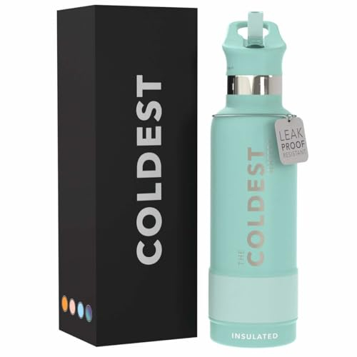 Coldest Insulated Water Bottle with Straw Lid - Stainless Steel Metal Thermos for Men & Women (Oceanic Green, 21 oz)