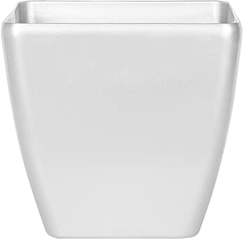 Beliani Cache-Pot Argenté Cube, 35 x 35 cm, en Fibre d'argile et de Verre au Design Moderne avec Une Touche Glamour pour Intérieur ou Extérieur