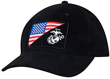 Rothco USMC Globe and Anchor/US Flag Low Pro Cap - Schwarz - Einheitsgröße