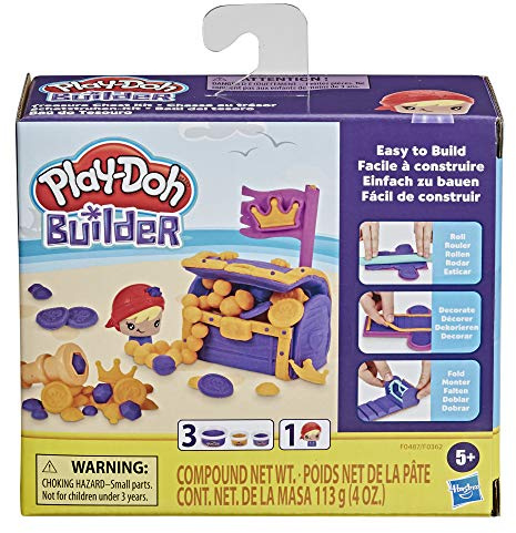 Play-Doh Builder Treasure Chest Toy Building Kit for Kids 5 Years and Up with 3 Non-Toxic Cans - Easy to Build DIY Craft Set