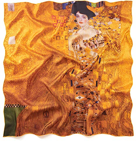 Prettystern Damen Seidentwill bunt Seidentuch Kunstdruck 90cm Klimt Adele Bloch-Bauer P663