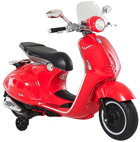 HOMCOM Kinder Elektro-Motorrad, 6V Kindermotorrad mit Scheinwerfer, Musik, Vor- und Rückwärtsgang, Trainingsräder, 30 kg belastbar, Elektromotorrad für 3-6 Jahre Kinder, Rot