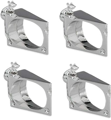 SILBERKANNE Serviettenring Maus und Käse 5,5x3,5x2,0 cm 4er Set Premium Silber Plated edel versilbert in Top Verarbeitung. Fertig zum verschenken mit schicker Geschenkverpackung