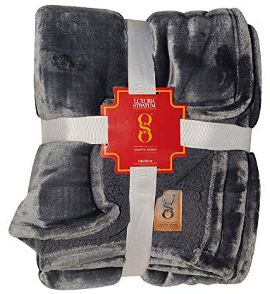 miasuite i sogni italiani Winterdecke aus antiallergenem Fleece, 130 x 160 cm, Grau – Samt-Effekt, Elegantes Design, weiche Haptik, maschinenwaschbar.