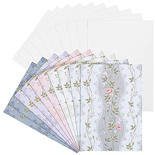 Ideen mit Herz Grußkarten-Set mit Umschlägen | 10 Motiv-Karten | blanko | bunt | neutral | Ideal für Glückwünsche zum Geburtstag, Hochzeit, uvm. | Din B6 (Blumenranken)