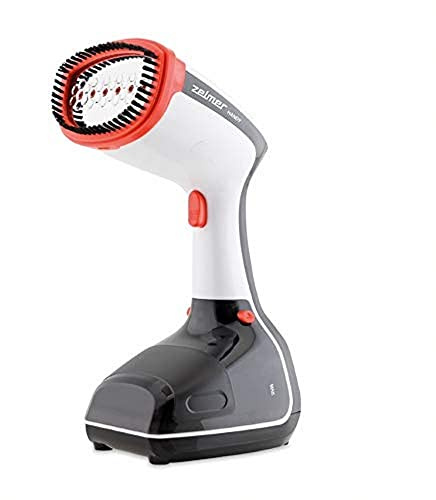 Zelmer ZGS1100 Handy - Wäschedampfer, 1100 W, konstanter Dampfausstoß 25 g/min, betriebsbereit in 35 Sekunden, 1 Dampfstufe, beseitigt Krümel, Gerüche, desinfiziert, 325ml Fassungsvermögen, Rot.