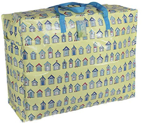Large 65 litre Storage Bags Water & Dust Resistant. Double zipped storage bags for toys, laundry, bedding. Underbed Wardrobe Space Saver Cream Beach huts